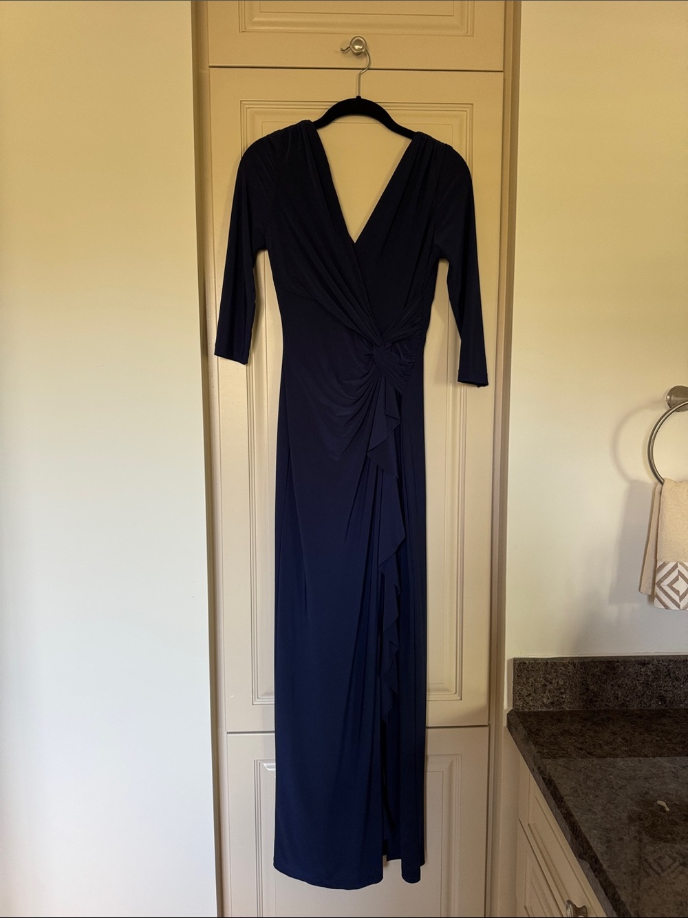 Lauren Ralph Lauren Navy Wrap-Front Maxi Dress